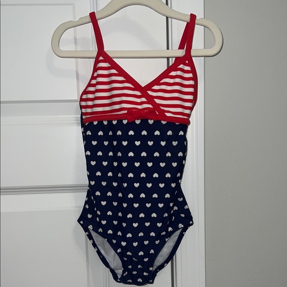 Red and Navy Heart Patriotic Flag Swimsuit - Memorial Day or Fourth of July! - Picture 1 of 4